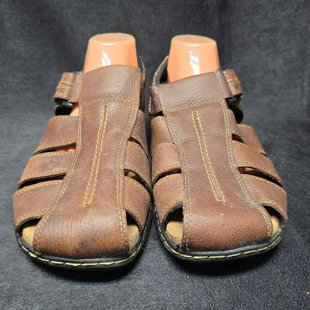 Dr. Scholl's Memory Foam Gaston Brown Leather Sandals Adjustable Straps